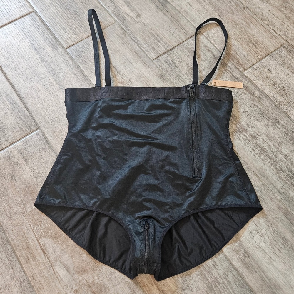 Shapellx SilkSculpt Zipper High-Waisted Brief Bodysuit 4XL Black Tummy Control - Picture 3 of 14